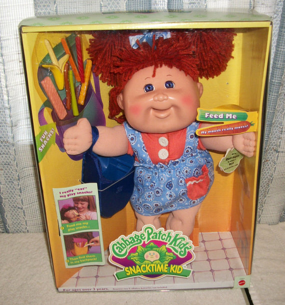cabbage patch kid eats food